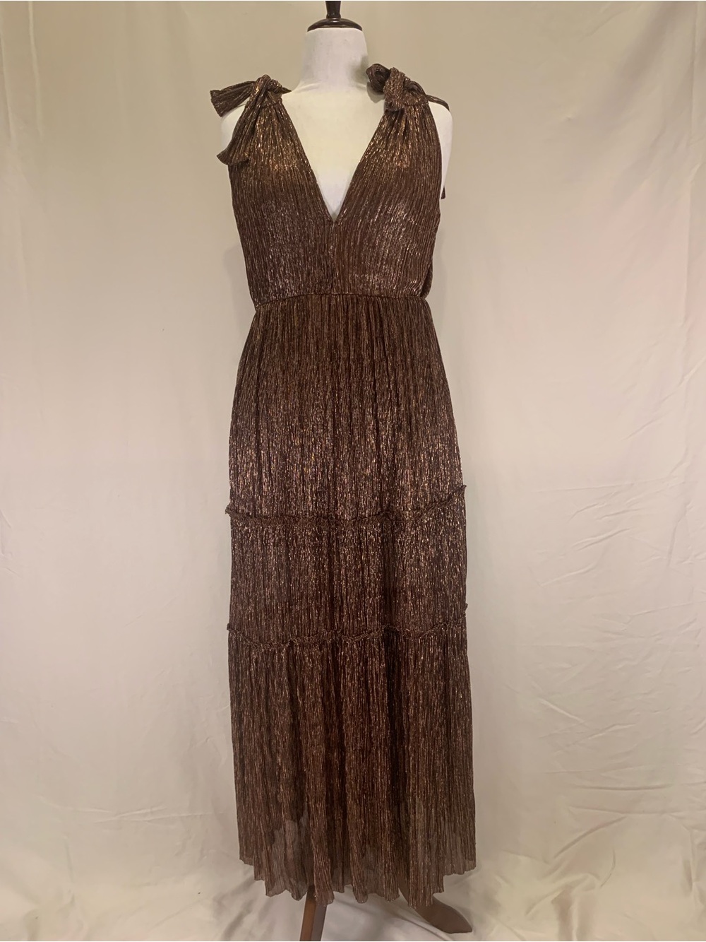 Sabina Musayev Helena Dress Bronze Metallic Maxi M